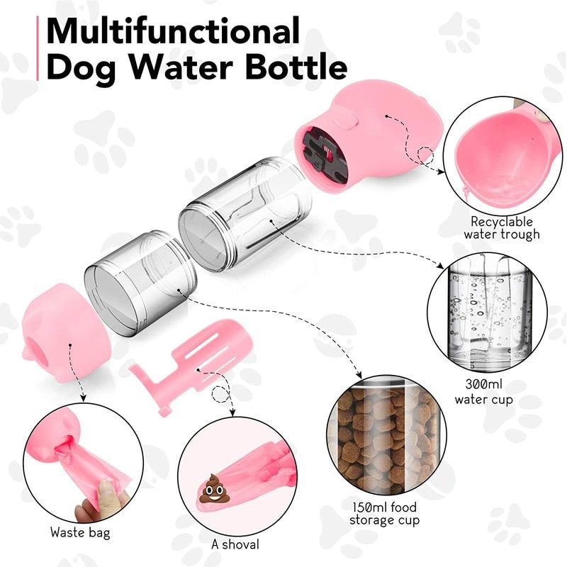 Water Bottle With Pet Food Holders